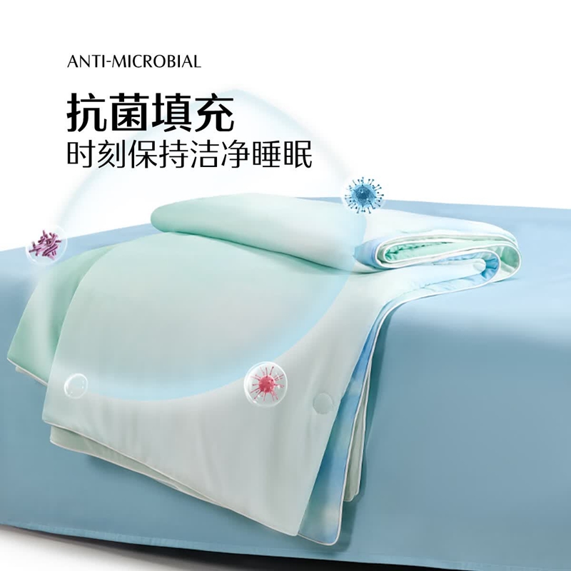 水星家纺DH冰沁凉感抗菌夏被空调被(渐变蓝)150cm×200cm130885 被子高清大图