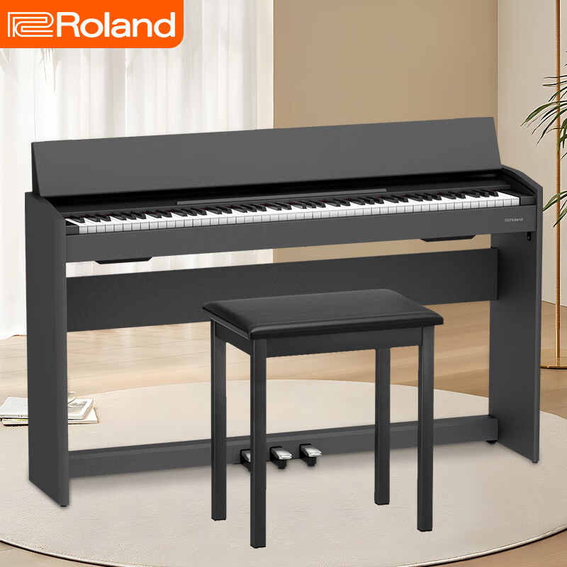 罗兰(Roland)电钢琴F107黑色原装进口智能88键重锤专业成人家用立式数码钢琴