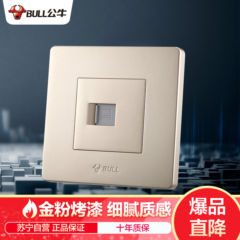 公牛(BULL) 开关插座 G07系列 一位电脑插座 86型面板G07T102(U6) 香槟金