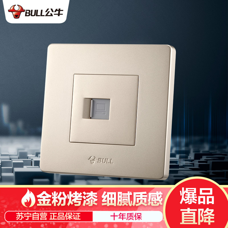 公牛(BULL) 开关插座 G07系列 一位电脑插座 86型面板G07T102(U6) 香槟金