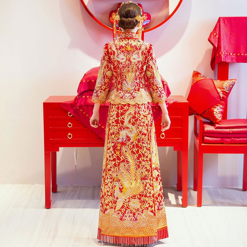 秀禾服2018新款龙凤褂中式婚纱新娘结婚敬酒服旗袍嫁衣古装马来服