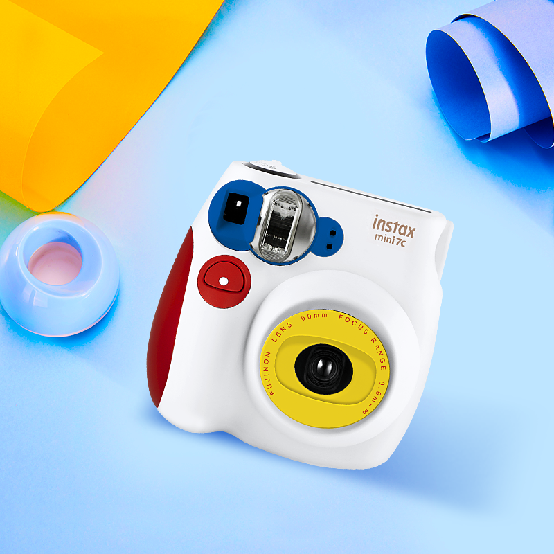 富士(FUJIFILM)INSTAX 立拍立得 一次成像胶片相机 入门款 mini7c 三原色 套餐三(含50张相纸)