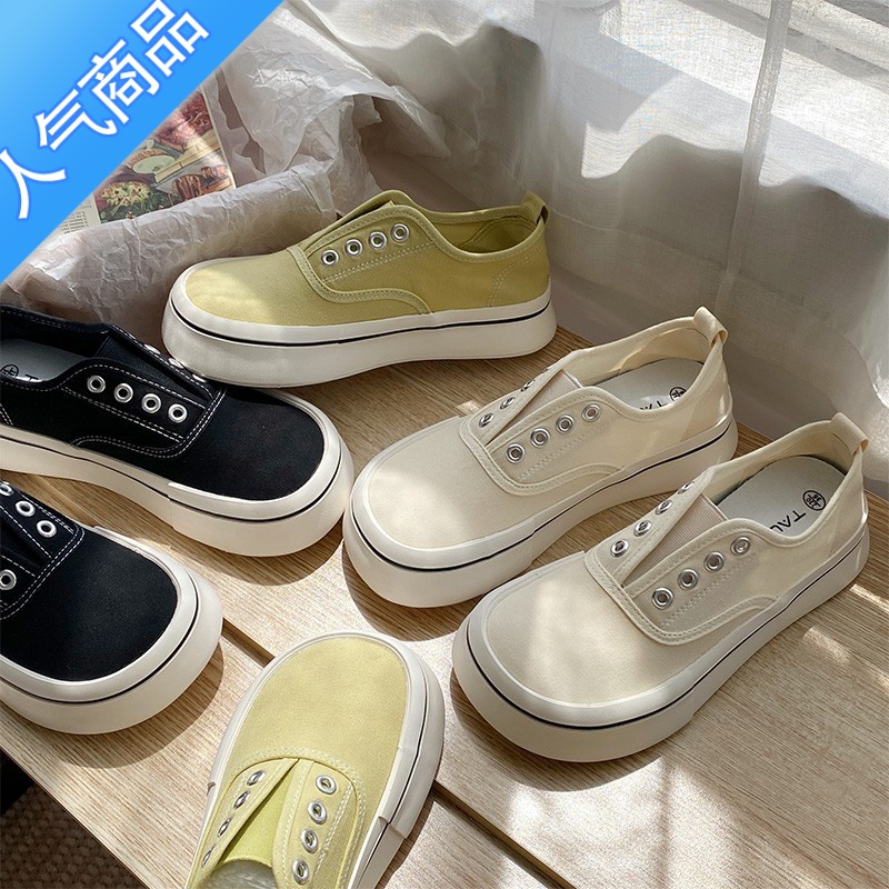 SUNTEK芒果头小众小白鞋子女2023夏季新款网红超火板鞋ins潮学生帆布鞋高清大图