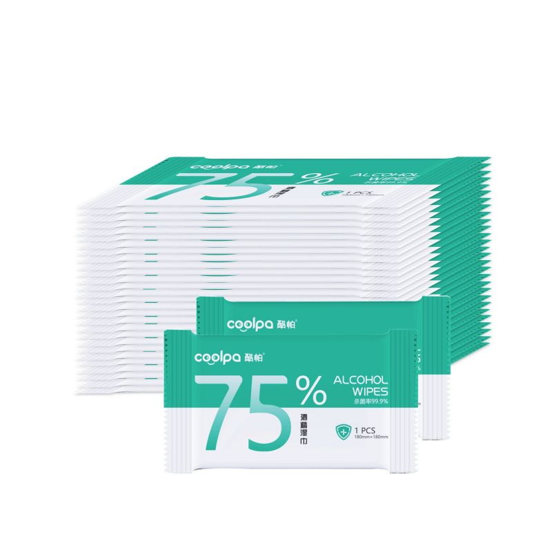 酷帕75%酒精湿巾清洁消毒便携湿巾单片盒装100片