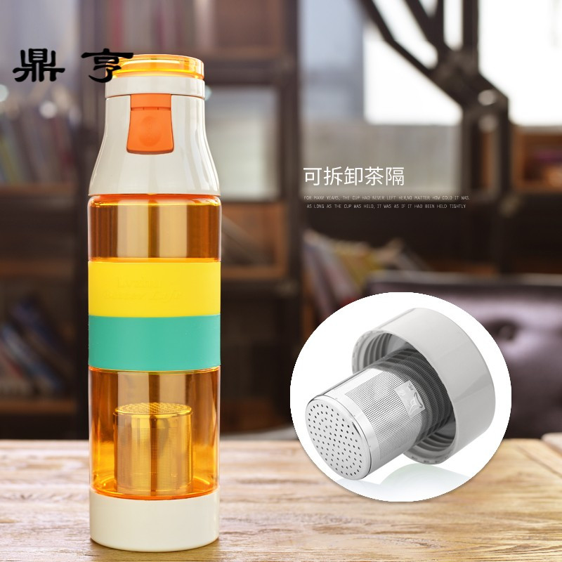 鼎亨运动便携水杯塑料随手杯学生旅行杯子创意过滤茶杯太空杯夏季