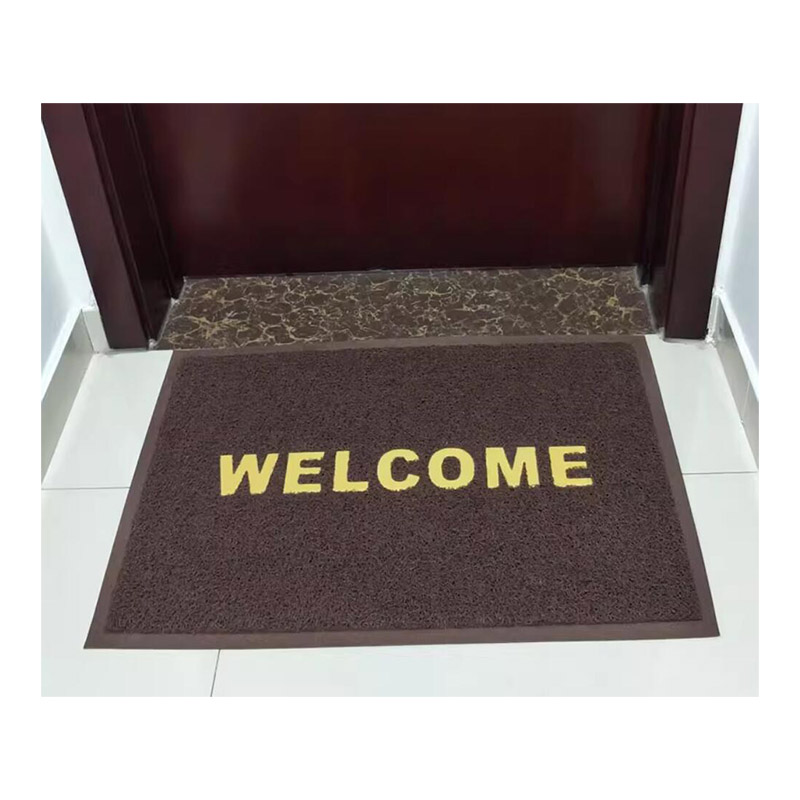 漂牌英文咖色加厚60*90cm耐磨进门防滑垫脚垫PVC丝圈地垫出口门垫高清大图