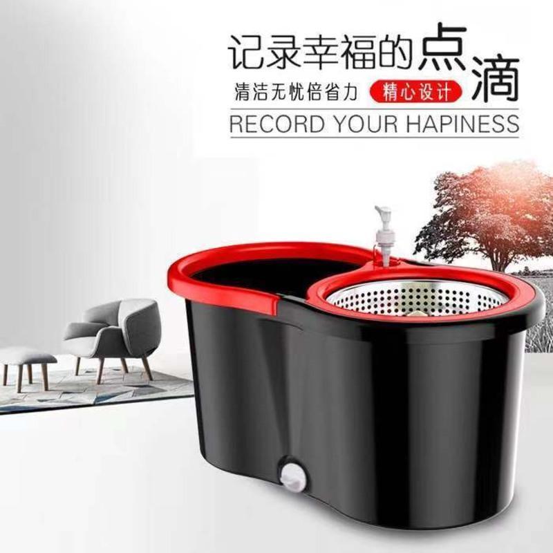 塑蓝+塑盘+一个拖把头[不带瓶] 加厚卡其色 免手洗拖把旋转拖把桶拖布家用拖地桶拖布桶墩布桶1-5个拖把头