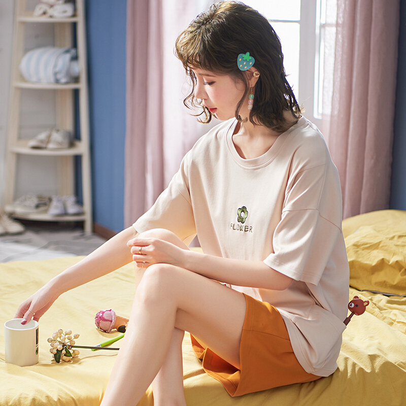 波迷娜(BOMINA)睡衣女夏季薄款短袖纯棉学生甜美服公主风可爱少女两件套装夏 LYH18822
