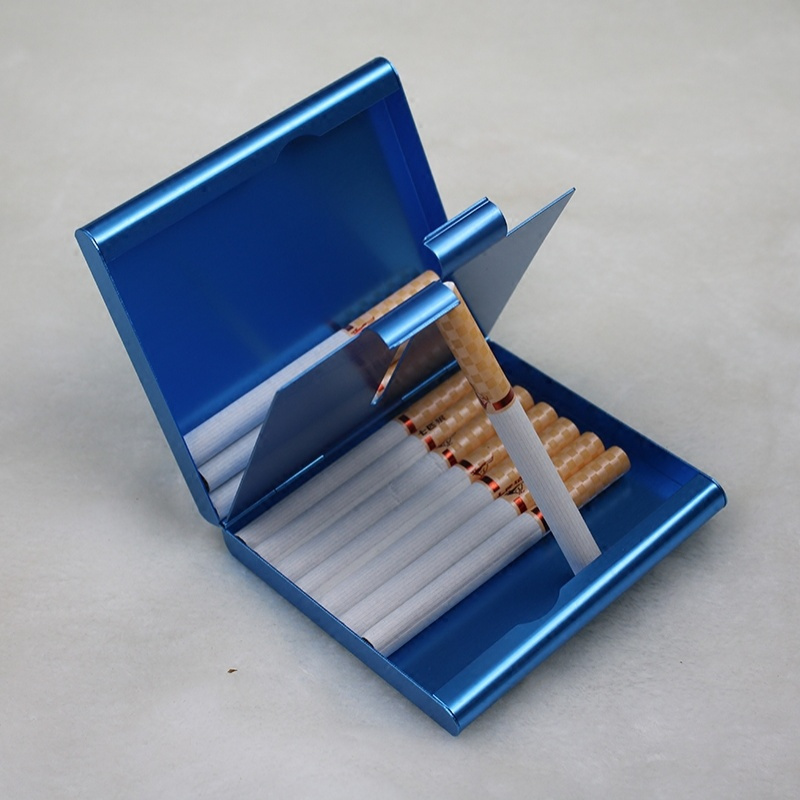 便携超薄翻盖烟盒20支装铝合金创意对开男士个性定制刻字香菸盒银色