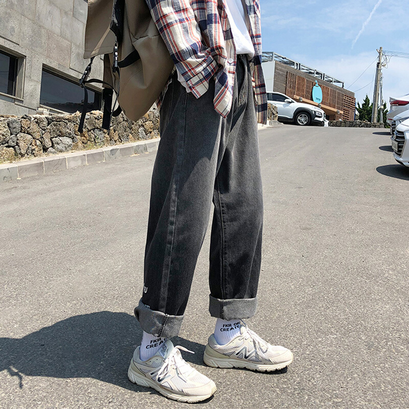 梵克公牛2021年男士新款牛仔裤男潮牌常规九分裤潮流韩版百搭坠感阔腿渐变色网红裤子