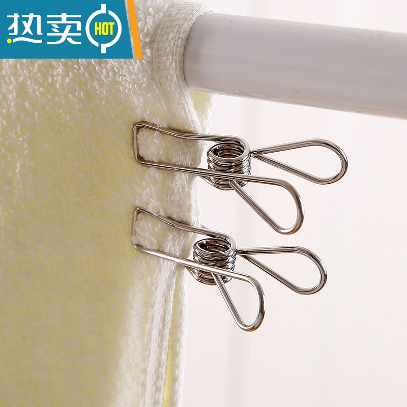 敬平不锈钢防风晾衣夹晒被子大号棉被夹袜子晾晒夹晾衣服的固定夹子 铁夹中号10个装高清大图