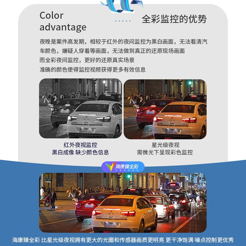 海康威视(HIKVISION)监控摄像头DS-2CD3T87SWDA3-LS 4K超清臻全彩智能警戒800万人车识别