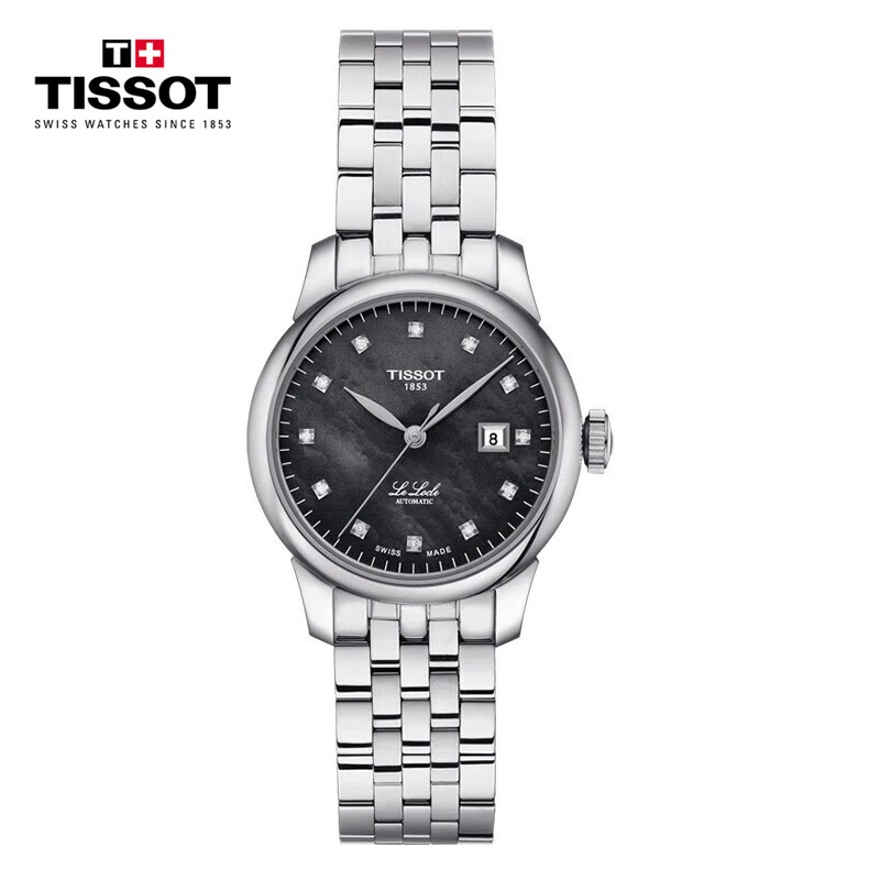 天梭(TISSOT)瑞士手表力洛克系列时尚自动机械女表 黑盘钢带T006.207.11.126.00