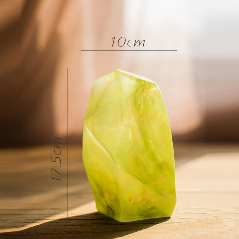 美帮汇蓝冰手工玻璃器皿工艺玻璃花瓶花插花器装饰摆件桌面 玉髓高清大图