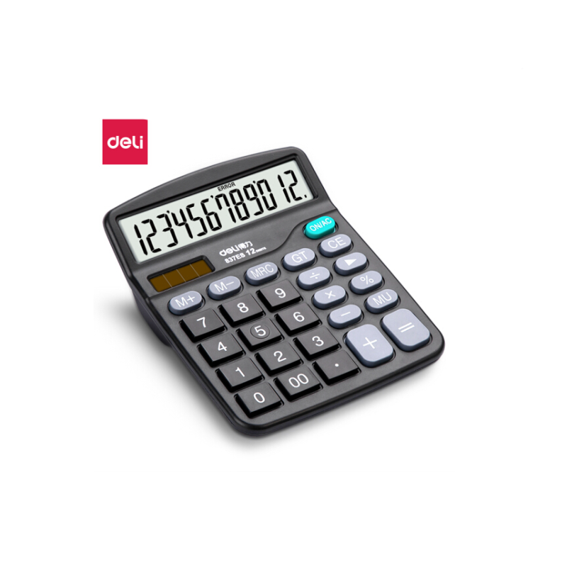 得力(deli)双电源桌面办公计算器 837ES 12位大屏幕桌面计算机 办公文具用品