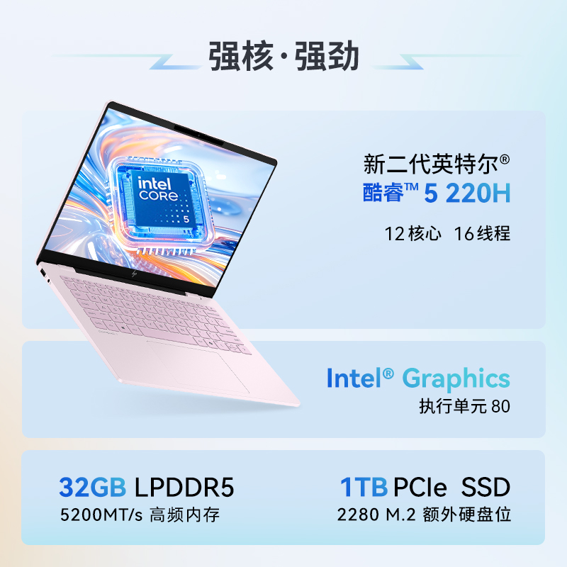 惠普(HP)星BookPro14-fs0049TU笔记本电脑轻薄本14英寸商务办公学生(Intel Core 5-220H 32G 1T 2.8K 120Hz )粉高清大图