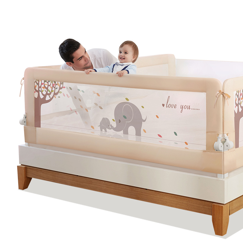 [棒棒猪]通用款和谐床护栏1.2米(BBZ-310)米白亲子象(白色)高清大图