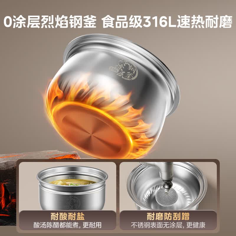 美的方形电压力锅银色双胆智能预约1300W快排气无涂层设计电压力锅5L C5650F GM高清大图