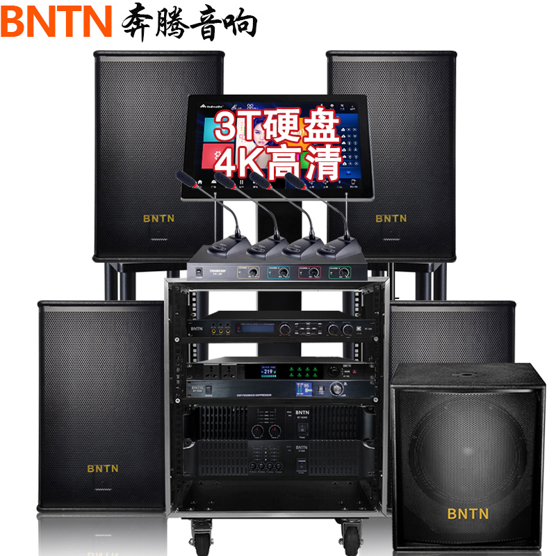 奔腾(BNTN)家庭ktv音响套装家庭影院卡拉OK家用点歌机会议客厅舞台演出音箱酒吧音响8100功放一拖四机柜4.1套装