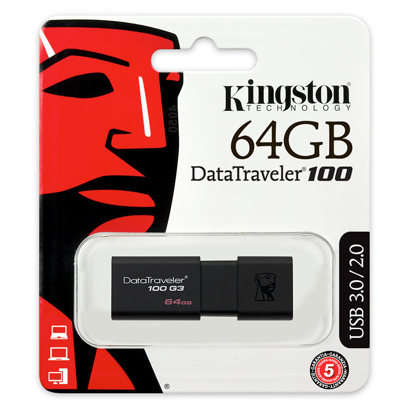金士顿 DT100G3-64GB 64g 高速USB3.0优盘闪存盘 黑色 (单位:个)