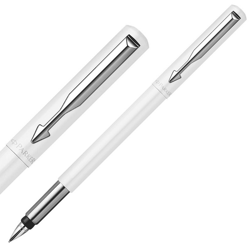 派克PARKER 钢笔 威雅白色胶杆墨水笔+迷你墨水礼盒 学生办公用品书写金属不锈钢F笔尖0.5mm 可吸墨可替换墨囊高清大图