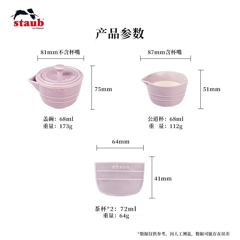双立人 珐宝旅行茶具套装藕荷色高清大图