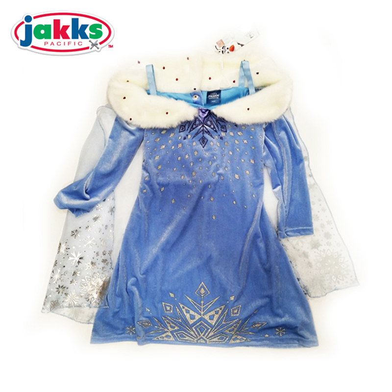 jakks 迪斯尼女孩玩具 动漫周边角色人物扮演 新版冰雪奇缘艾莎公主裙 120