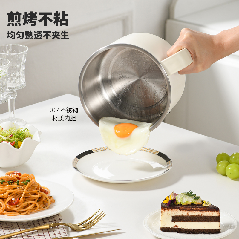 利仁(Liven)电煮锅304不锈钢0涂层内胆小电锅宿舍电煮锅电火锅电蒸锅多功能电热锅1.8升学生锅DHG-B151高清大图