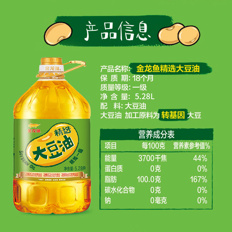 金龙鱼精选大豆油5.28L高清大图