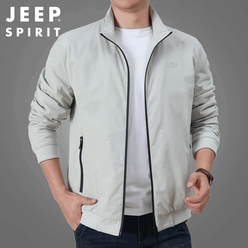 JEEP SPIRIT吉普男士立领夹克秋冬加绒加厚外套工装军旅登山服防风保暖男装衣服