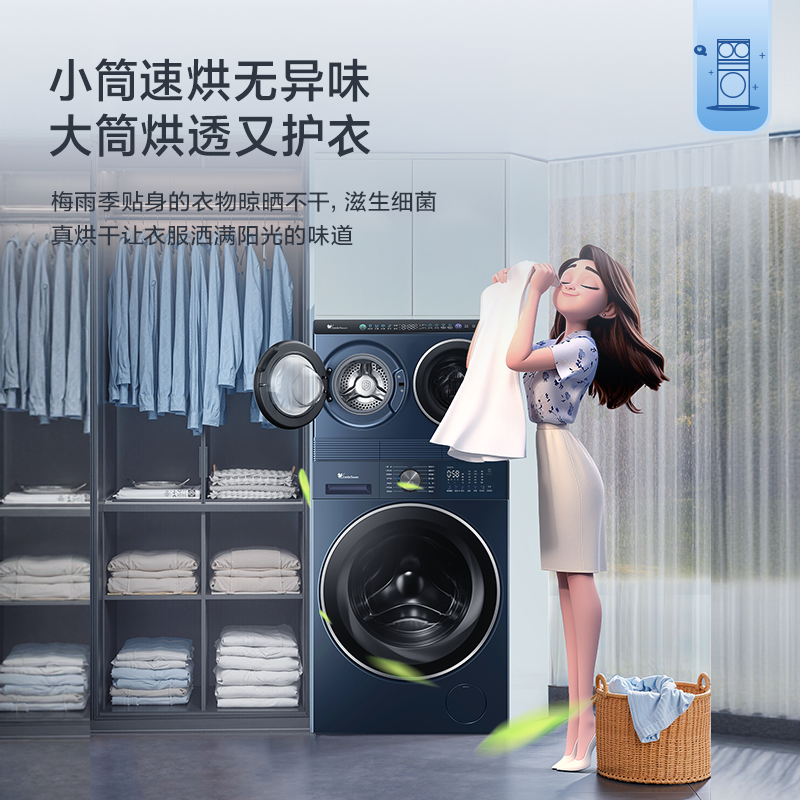 小天鹅(LittleSwan)滚筒洗衣机分区洗迷你小乌梅懒人三筒洗衣机TNDD20-08AIDE+TD10VE00高清大图