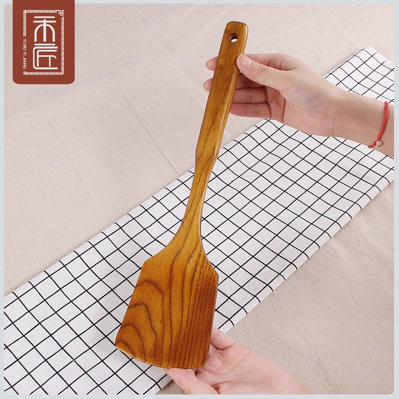 复古大铲35cm 一木一匠 不粘锅专用木铲长柄实木锅铲35cm木头炒菜铲子不伤锅具