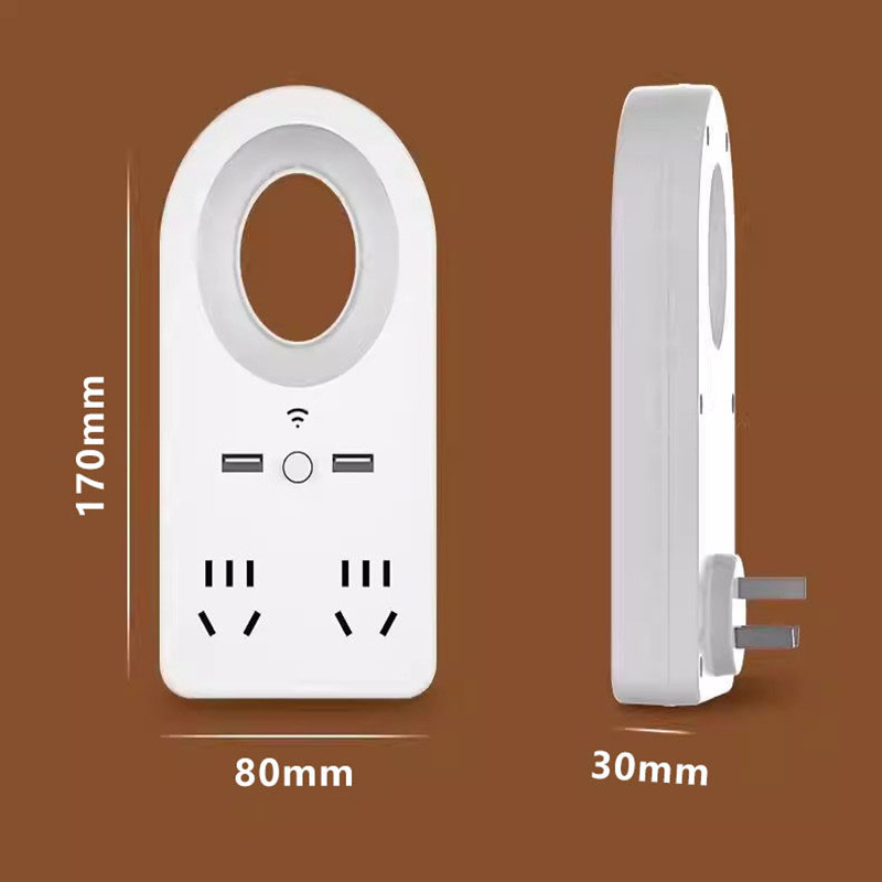 智能语音多功能插板插排USB小夜灯护眼声控定时睡眠台灯-[智能语音+手动+USB+定时关灯][4插位]小夜灯高清大图