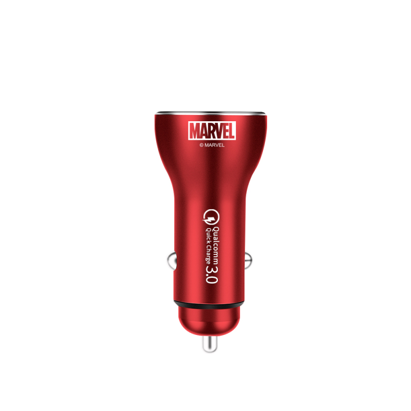 漫威18W车载充电器MV-402红色QC3.0汽车充5a快充小米多功能车内用品usb点烟器转换插头