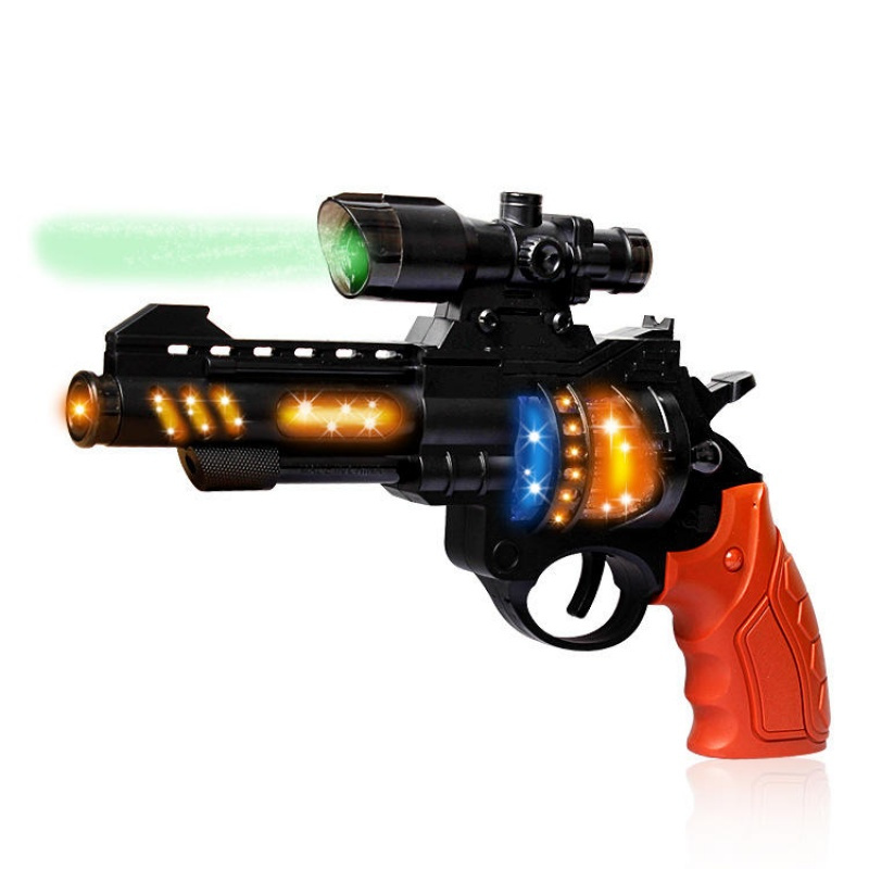 儿童电子电动左轮带光声震动玩具枪八音枪声光音效手枪太空枪