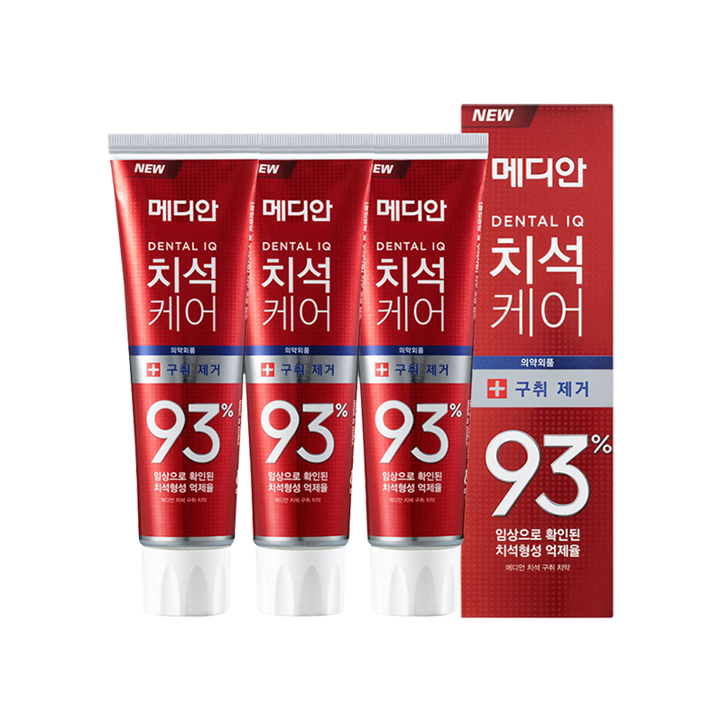 MEDIAN麦迪安 93%去除牙垢 深层洁净牙膏 强劲薄荷味 120g*3支装 红色高清大图