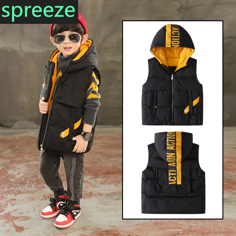 spreeze 男童马甲冬装2019新款洋气男孩背心中大儿童秋冬季羽绒棉马夹外套