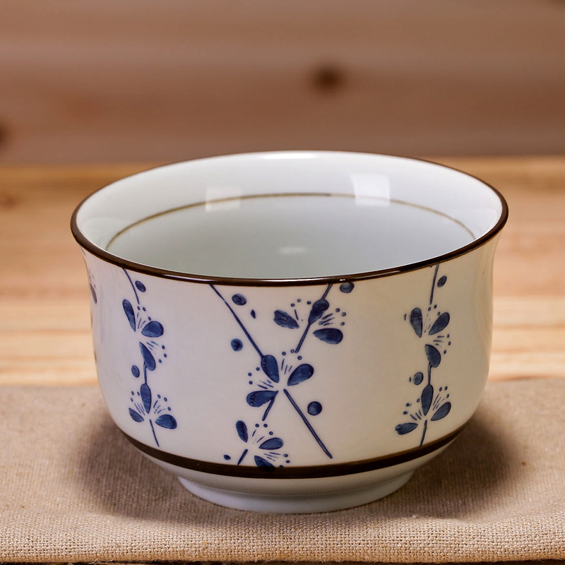 瓷物语景德镇陶瓷和风 米饭碗 汤碗 宜家碗 釉下彩 手绘 青花金钟碗5个套装