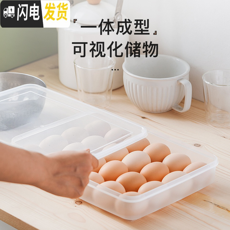 三维工匠保鲜盒塑料家用透明速冻水饺盒带盖鸡蛋冻饺子盒冰箱收纳盒