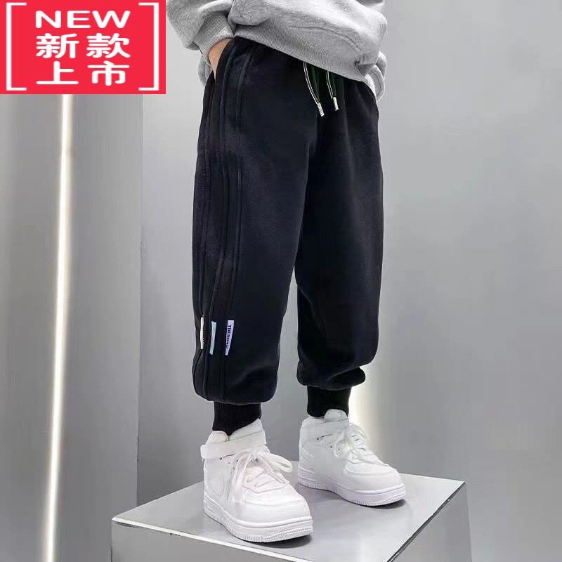 可莉允女童加绒裤子秋冬款男童棉裤冬季加厚保暖裤外穿儿童休闲运动卫裤图片