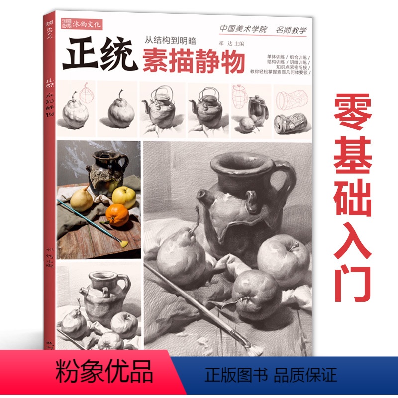[正版]正统素描静物 2021沐尚文化单体组合基础石膏几何体临摹范本基础技法美术绘画画册零基础高中初学新手照片对画高考
