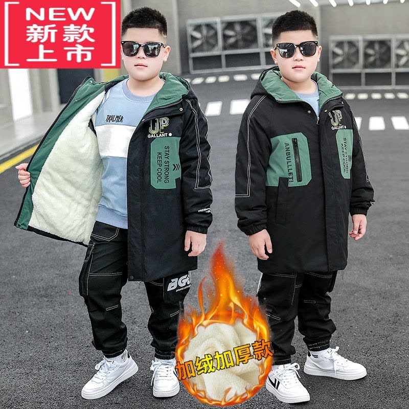 可莉允胖童装男童加厚外套冬款加肥加大男孩宽松棉服中大童加绒棉衣夹克图片