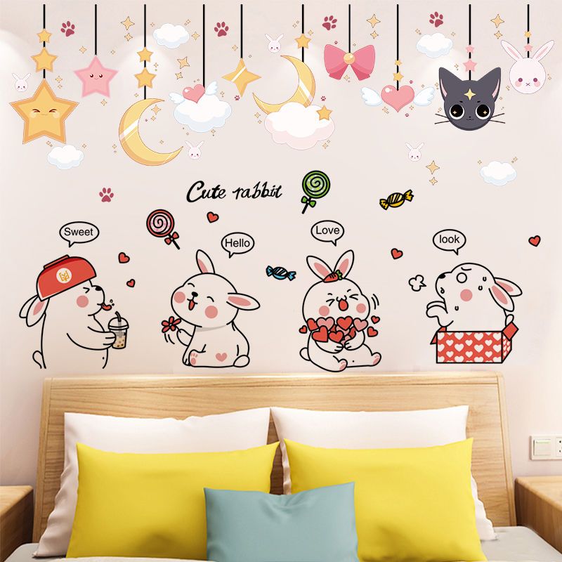 卡通贴纸装饰小图案可爱房间装饰品ins卧室床头背景墙壁贴画自粘可爱