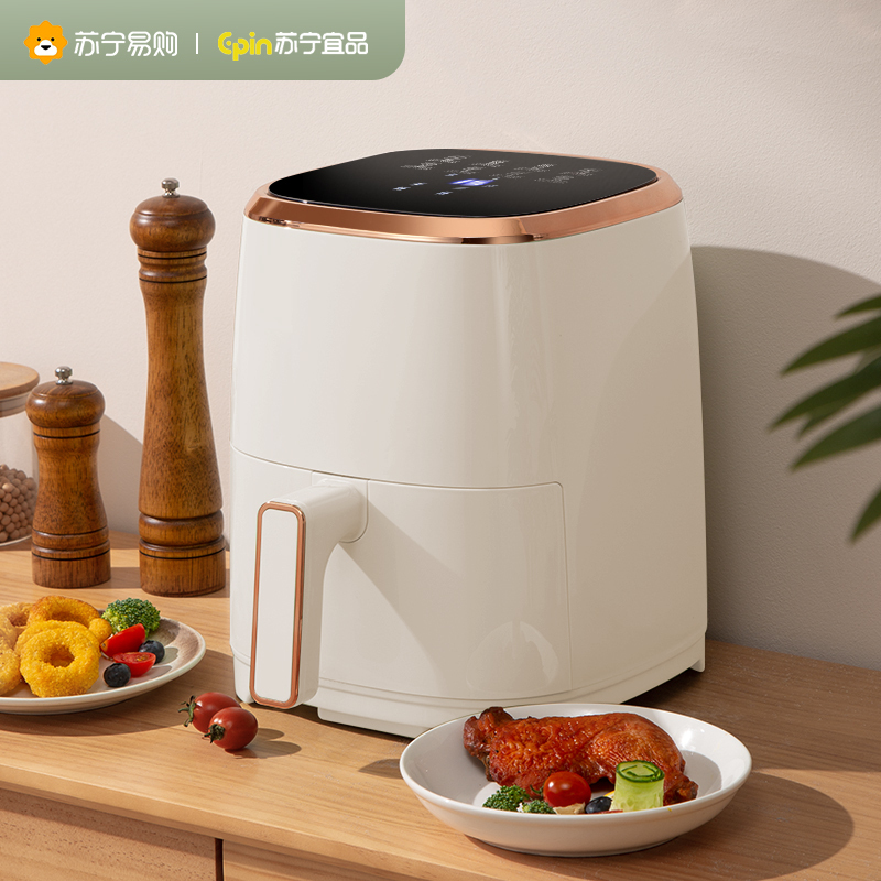 苏宁宜品 空气炸锅 熔岩2触控款5L白色大容量多功能全自动薯条机 HD-ZG019E(SNYP-ZG5L-P02)