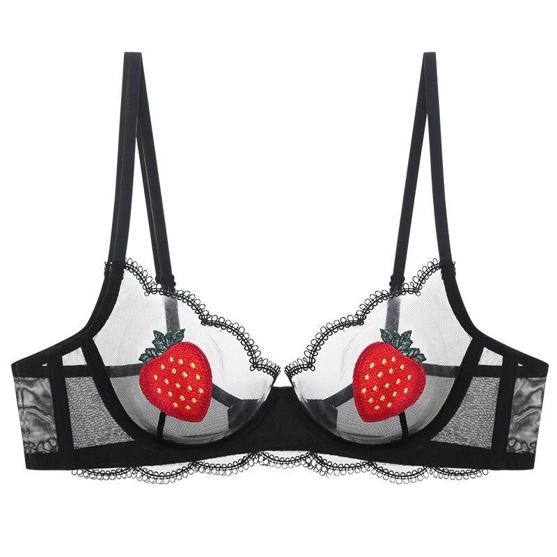 刺绣内衣薄款性感文胸超薄透明胸罩套装黑色[单件]32a/70a>800_800
