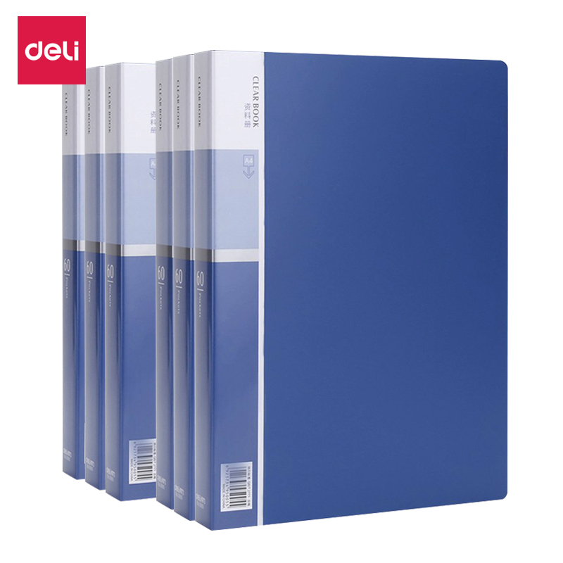 得力(deli)5005 A4资料册60页6册装 蓝色 插袋文件袋 活页文件夹文件册 试卷夹 档案册 办公收纳高清大图
