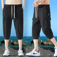 狮臣SHICHEN 2023年夏季新款男士休闲裤哈伦裤男装潮休闲七分裤男百搭男长裤宽松休闲裤男