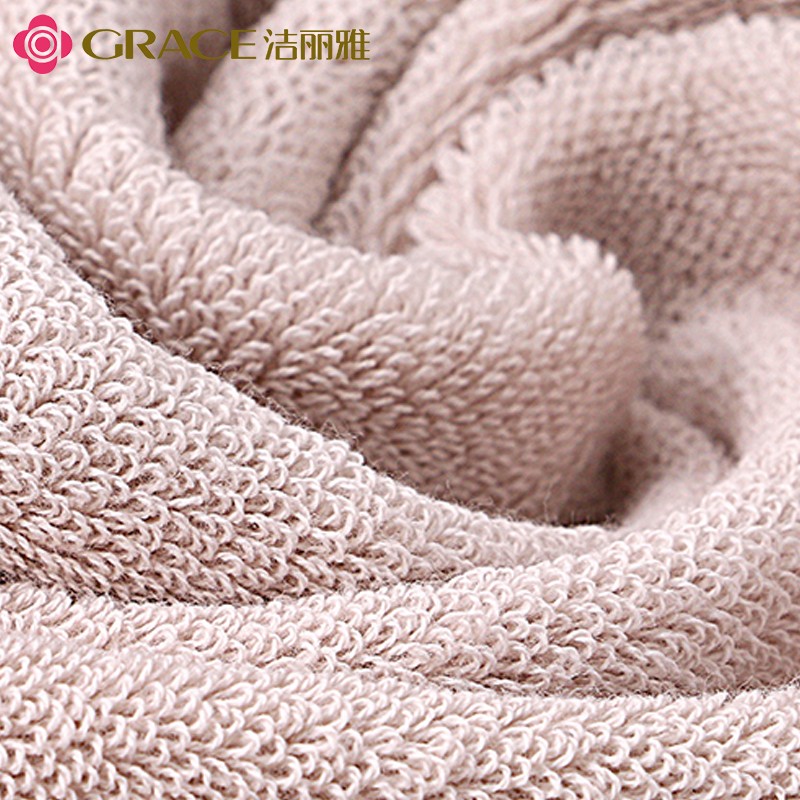 洁丽雅(grace)毛巾三条装-澳棉 面巾34*74cm*3粉色高清大图