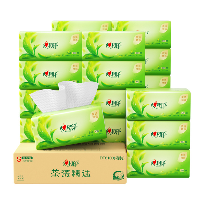 心相印 抽纸 茶语精选100抽20包装三层塑装面巾纸 DT8100(电商箱装)