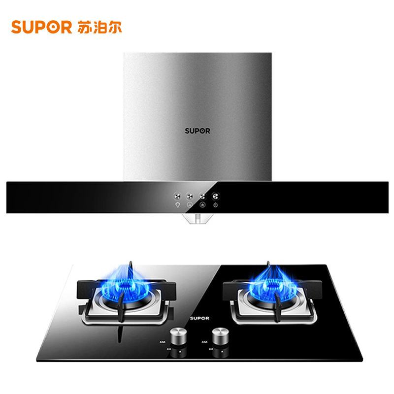 苏泊尔(SUPOR) U512+QB506欧式顶抽吸油烟机燃气灶套装天然气 免拆洗 一级能效(液化气)高清大图